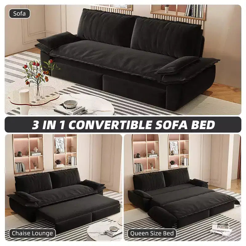 Whisen Sofá Cama 3 en 1 de Terciopelo Tamaño Queen, Sofá Loveseat Convertible