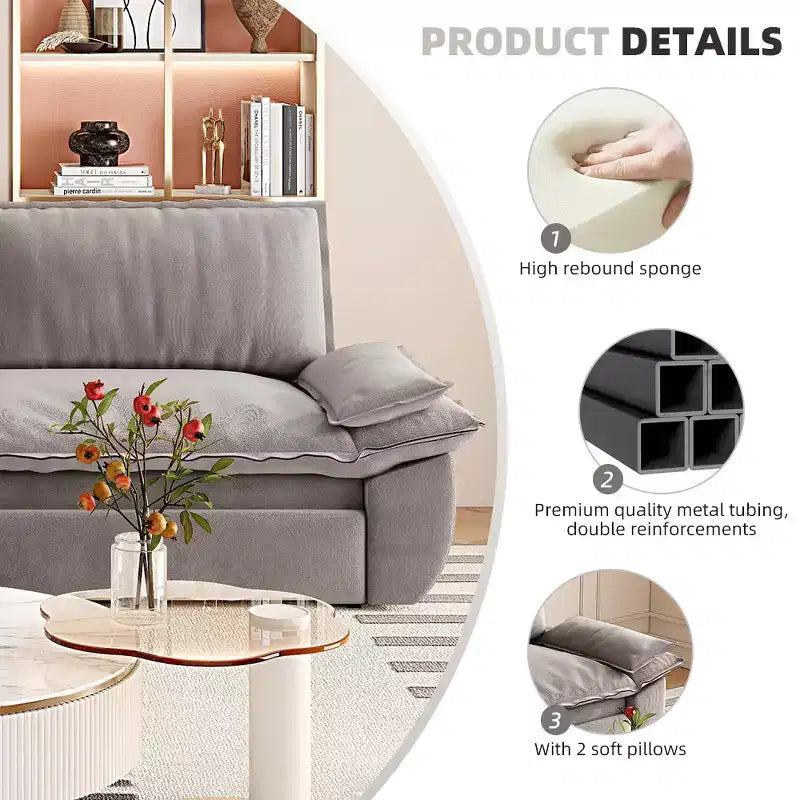 Whisen Sofá Cama 3 en 1 de Terciopelo Tamaño Queen, Sofá Loveseat Convertible