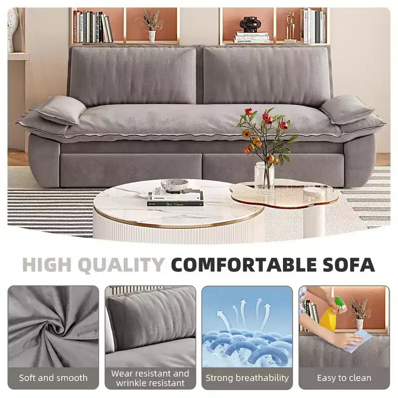 Whisen Sofá Cama 3 en 1 de Terciopelo Tamaño Queen, Sofá Loveseat Convertible