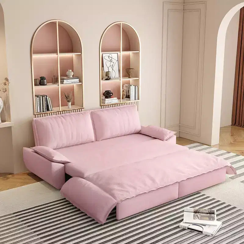 Whisen Sofá Cama 3 en 1 de Terciopelo Tamaño Queen, Sofá Loveseat Convertible