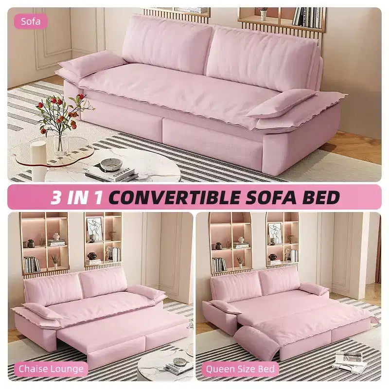 Whisen Sofá Cama 3 en 1 de Terciopelo Tamaño Queen, Sofá Loveseat Convertible