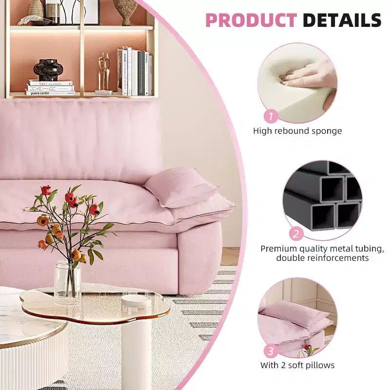 Whisen Sofá Cama 3 en 1 de Terciopelo Tamaño Queen, Sofá Loveseat Convertible