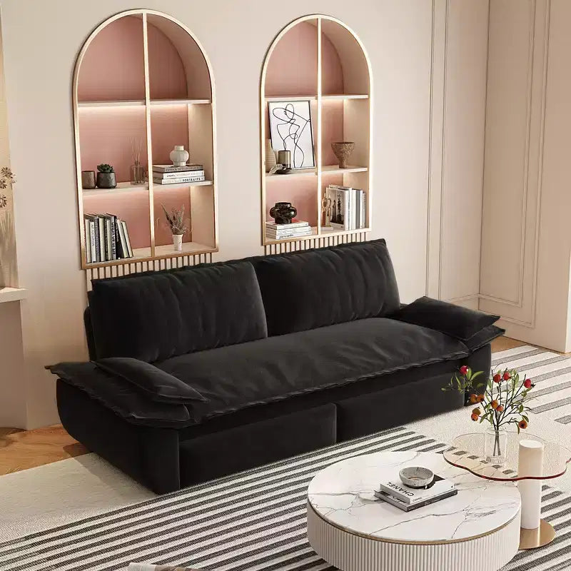 Whisen Sofá Cama 3 en 1 de Terciopelo Tamaño Queen, Sofá Loveseat Convertible