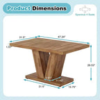 Mesa de comedor de casa de campo TUYOHW para 4-6 personas, mesa de cocina rectangular con tapa de 4 cm de grosor y soporte triangular, 120 cm de largo, nogal+marrón