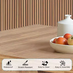 Mesa de comedor de casa de campo TUYOHW para 4-6 personas, mesa de cocina rectangular con tapa de 4 cm de grosor y soporte triangular, 120 cm de largo, nogal+marrón