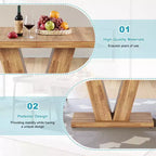 Mesa de comedor de casa de campo TUYOHW para 4-6 personas, mesa de cocina rectangular con tapa de 4 cm de grosor y soporte triangular, 120 cm de largo, nogal+marrón