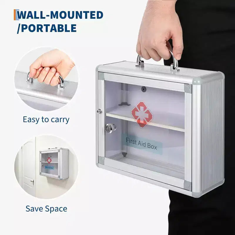 Botiquín de primeros auxilios de pared con cerradura de combinación y asa, botiquín portátil de pared con calcomanía