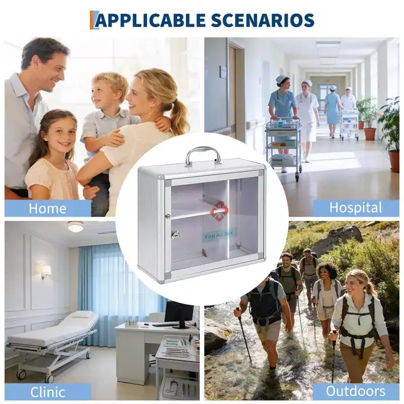 Botiquín de primeros auxilios de pared con cerradura de combinación y asa, botiquín portátil de pared con calcomanía
