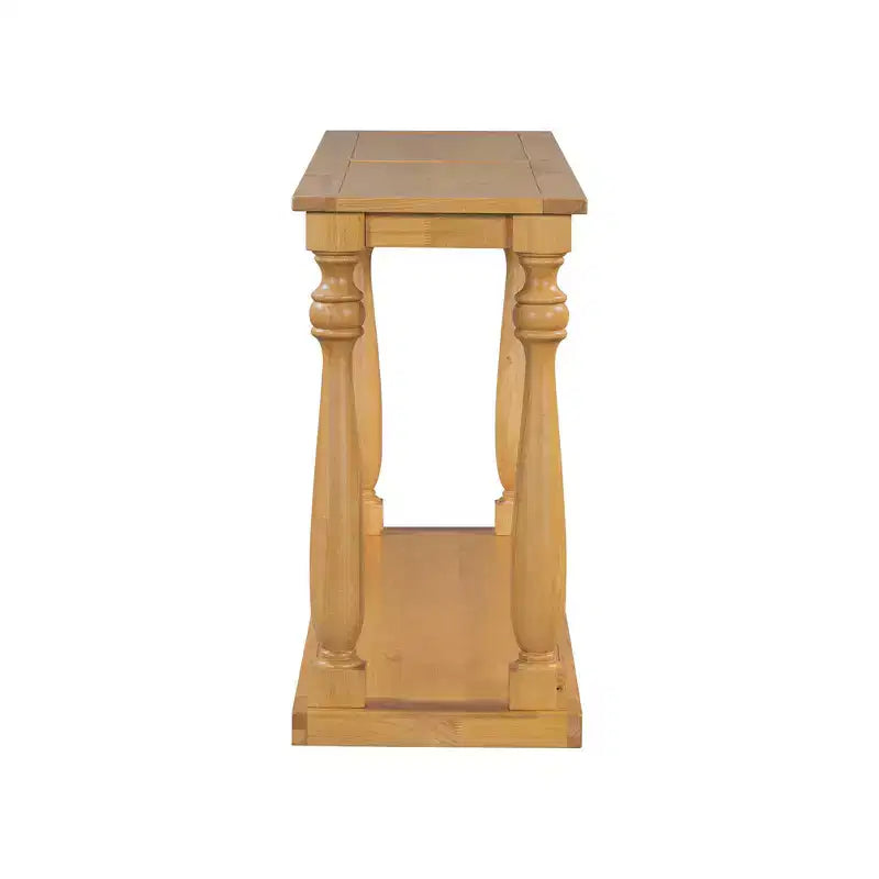 Mesa consola vintage de vetas de madera, patas de jarrón, estante base, para recibidor, pasillo, sala de estar, dormitorio
