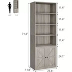 2 estanterías de 181 cm de alto con 6 baldas, estilo rústico con 4 puertas, para sala de estar y oficina en casa, fácil montaje