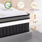 Colchón King en oferta: colchón de espuma viscoelástica de gel de 14 pulgadas, tecnología de enfriamiento, sensación media, alivio de presión, certificado CertiPUR-US, 7 capas de espuma