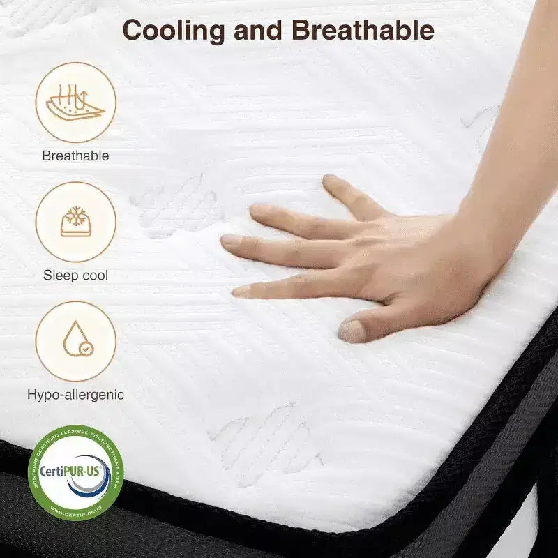 Colchón King en oferta: colchón de espuma viscoelástica de gel de 14 pulgadas, tecnología de enfriamiento, sensación media, alivio de presión, certificado CertiPUR-US, 7 capas de espuma