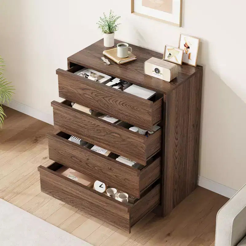 Cómoda de 4 cajones para dormitorio, mesita de noche con 4 cajones de gran almacenaje, mesa auxiliar pequeña para salón, habitación infantil, recibidor