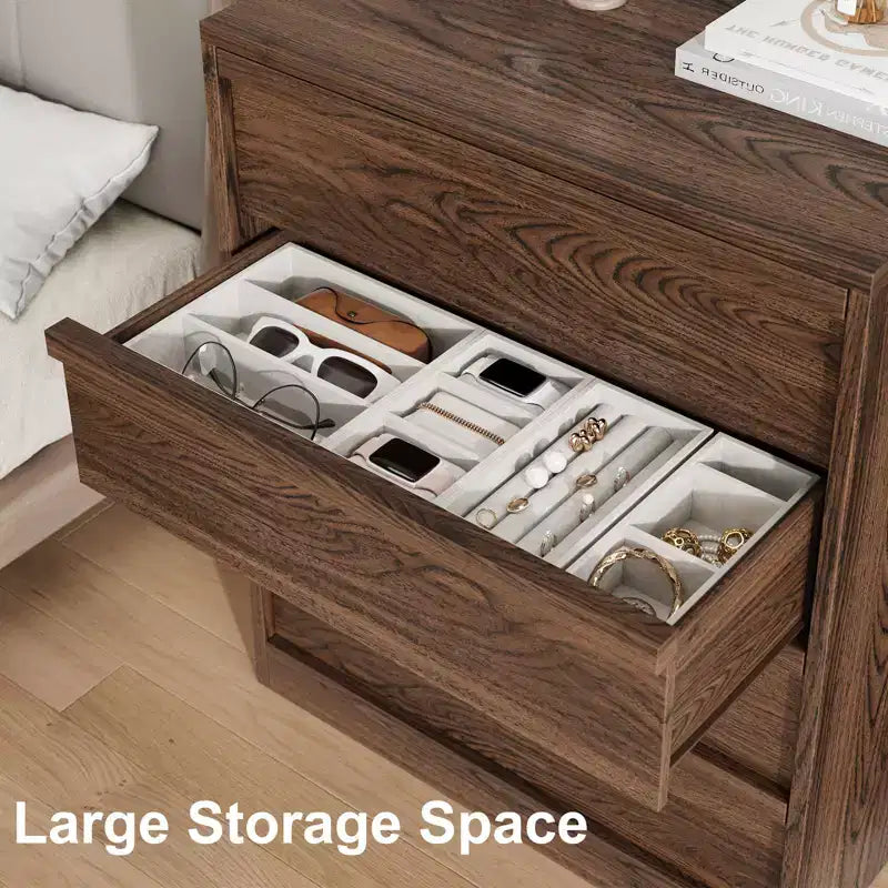 Cómoda de 4 cajones para dormitorio, mesita de noche con 4 cajones de gran almacenaje, mesa auxiliar pequeña para salón, habitación infantil, recibidor