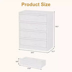 Cómoda de 4 cajones para dormitorio, mesita de noche con 4 cajones de gran almacenaje, mesa auxiliar pequeña para salón, habitación infantil, recibidor