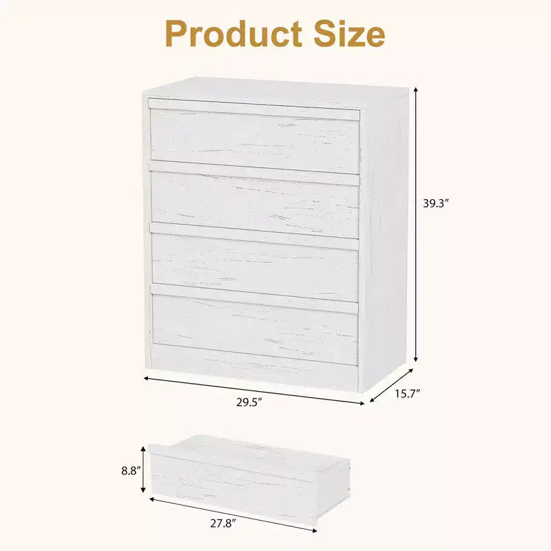 Cómoda de 4 cajones para dormitorio, mesita de noche con 4 cajones de gran almacenaje, mesa auxiliar pequeña para salón, habitación infantil, recibidor