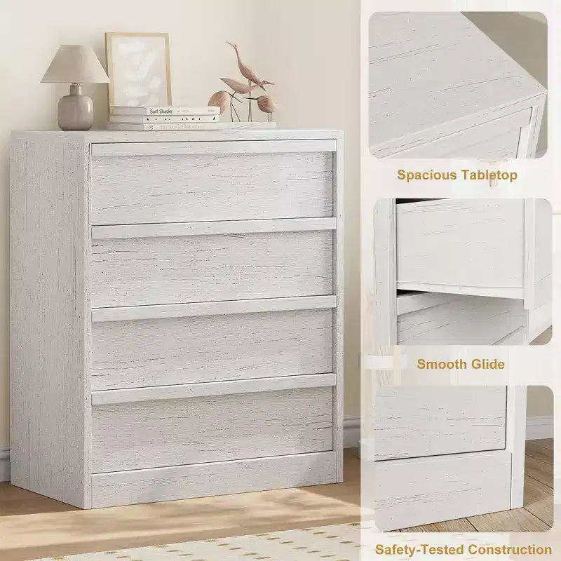 Cómoda de 4 cajones para dormitorio, mesita de noche con 4 cajones de gran almacenaje, mesa auxiliar pequeña para salón, habitación infantil, recibidor