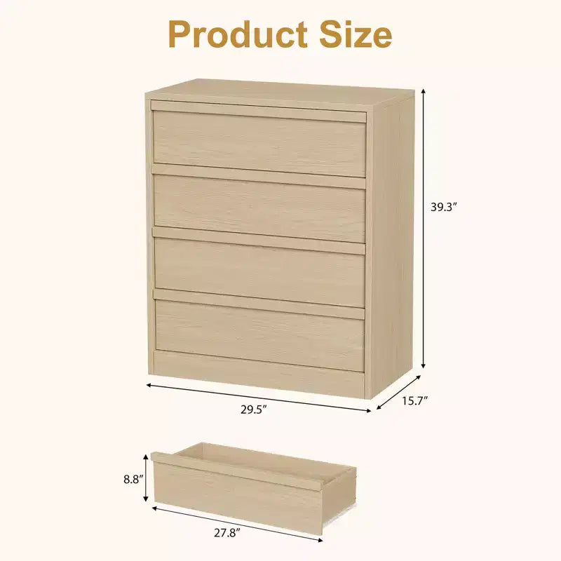 Cómoda de 4 cajones para dormitorio, mesita de noche con 4 cajones de gran almacenaje, mesa auxiliar pequeña para salón, habitación infantil, recibidor