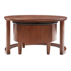 Mesa de centro redonda anidable, estilo retro con ranuras y cajón, para dormitorio, sala de estar, comedor