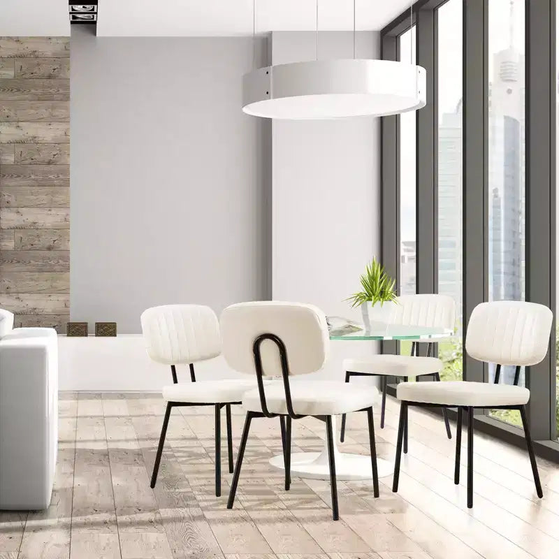 Okak Sillas de comedor de mediados de siglo juego de 2, sillas de comedor tapizadas con superficie de piel sintética, sillas de cocina para sala de estar