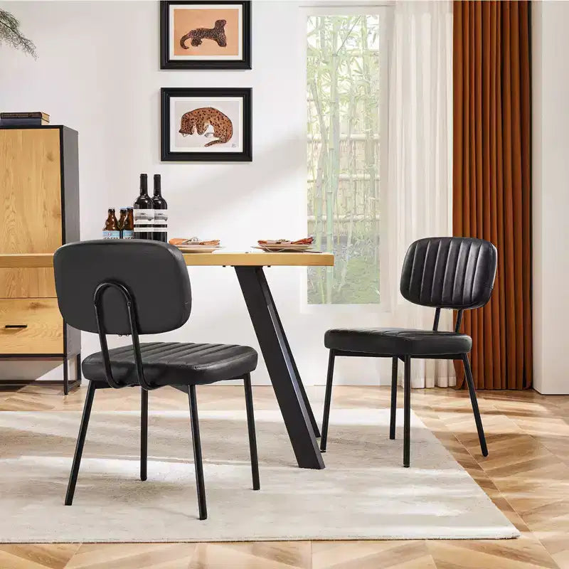 Okak Sillas de comedor de mediados de siglo juego de 2, sillas de comedor tapizadas con superficie de piel sintética, sillas de cocina para sala de estar