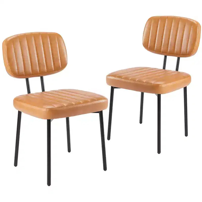 Okak Sillas de comedor de mediados de siglo juego de 2, sillas de comedor tapizadas con superficie de piel sintética, sillas de cocina para sala de estar