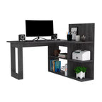 Escritorio para computadora TUYOHW, escritorio en forma de L con cuatro estantes, escritorio de esquina con múltiples niveles de estanterías abiertas, espacio de trabajo extendido para oficina en casa, estudio