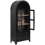 sumyeg 71 Tall Arched Kitchen Pantry Cabinet with Glass Doors, Adjustable Shelves & 2 Large Drawers