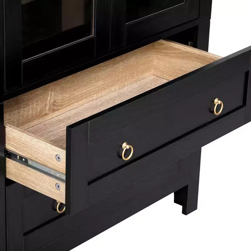 sumyeg Alacena de Cocina Alta de 71 Pulgadas con Arcos y Puertas de Vidrio, Estantes Ajustables y 2 Cajones Grandes