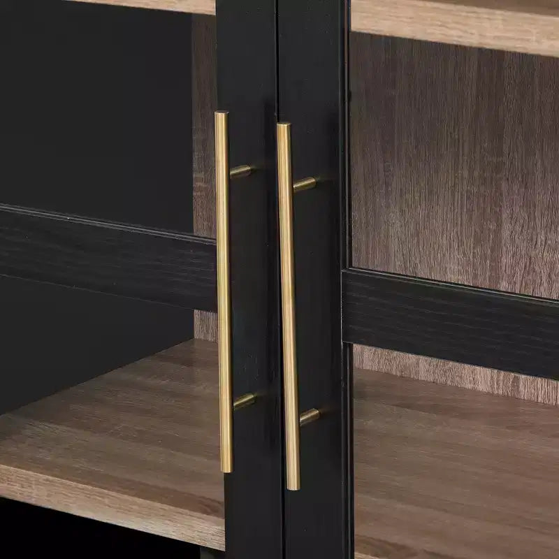 sumyeg Alacena de Cocina Alta de 71 Pulgadas con Arcos y Puertas de Vidrio, Estantes Ajustables y 2 Cajones Grandes