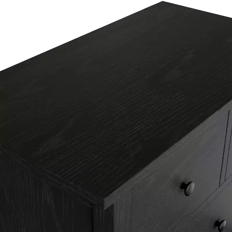 Cómoda acanalada. Cajonera alta de 5 cajones con tiradores y patas metálicos dorados. Organizador de almacenamiento.