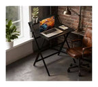 TUYOHW Foldable Study Desk,Folding Computer Desk with Monitor Shelf,X-Shaped Steel Frame,Writing Desk for Home Office,Study,Small Spaces