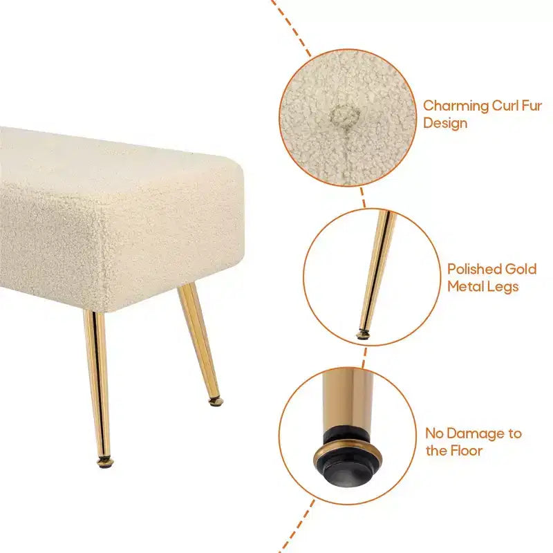 Banco tapizado Furniliving de piel sintética con botones y patas de metal para dormitorio/entrada/pasillo