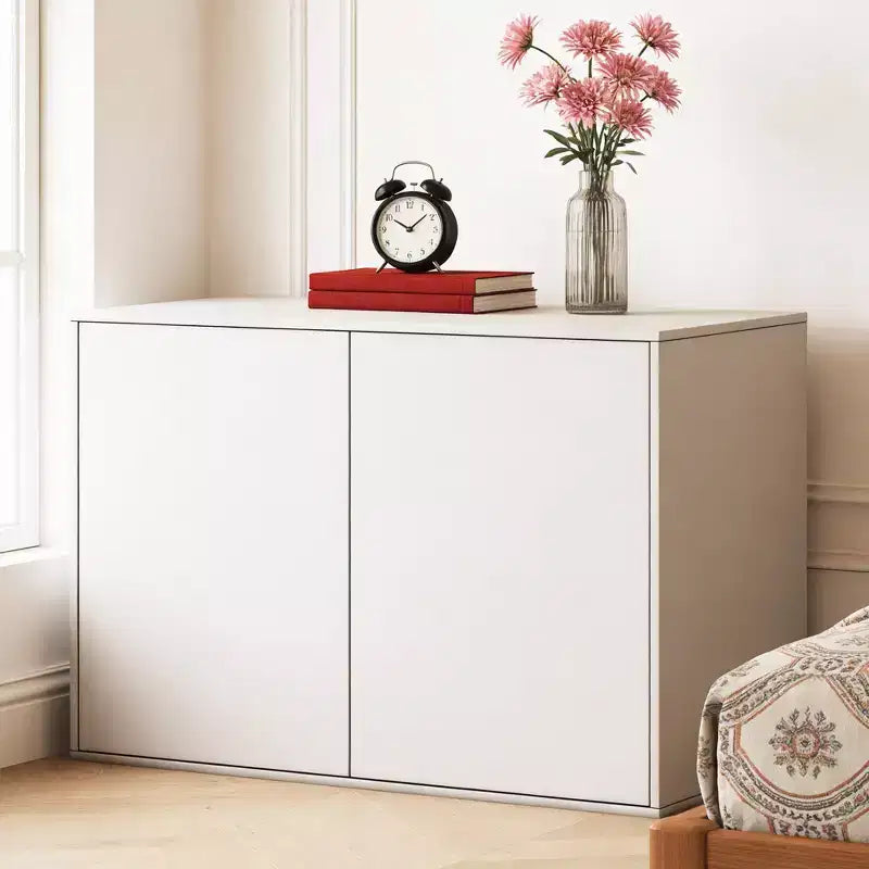 Gaoyangjiaju Tocador moderno crema de 3 cajones de 31.4 pulgadas, cómoda de empuje para abrir, mesita de noche pequeña para dormitorio, armario de almacenamiento