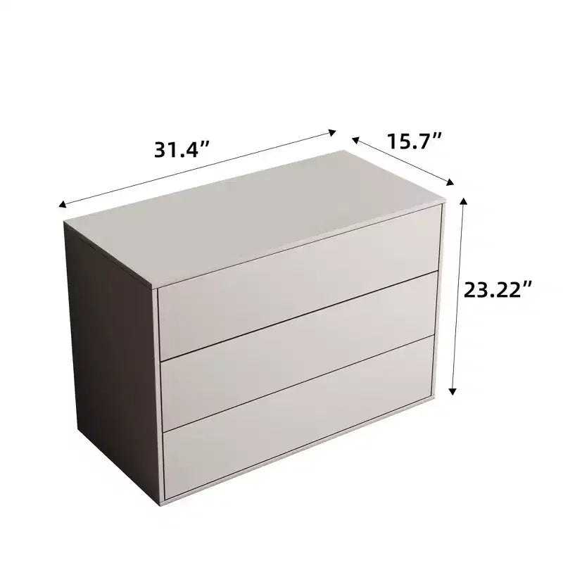 Gaoyangjiaju Tocador moderno crema de 3 cajones de 31.4 pulgadas, cómoda de empuje para abrir, mesita de noche pequeña para dormitorio, armario de almacenamiento