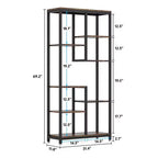 Estantería industrial escalonada MAYEERTY de 8 niveles, grano de madera vintage y estantería con estructura de metal negro