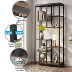 Estantería industrial escalonada MAYEERTY de 8 niveles, grano de madera vintage y estantería con estructura de metal negro