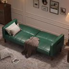 Acekool Sofá Cama Futón de 75 Pulgadas, Sofá Convertible de Piel Sintética, Sofá de Dos Plazas Moderno de Mediados de Siglo para Espacios Pequeños, Sala de Estar, Dormitorio, Verde