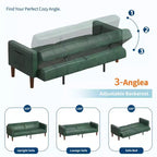 Acekool Sofá Cama Futón de 75 Pulgadas, Sofá Convertible de Piel Sintética, Sofá de Dos Plazas Moderno de Mediados de Siglo para Espacios Pequeños, Sala de Estar, Dormitorio, Verde