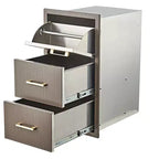 Cajones para cocina exterior de 17 an. x 30 al. x 21 prof., cajones triples de montaje empotrado para barbacoa con tirador de acero inoxidable, combo de portarrollos de papel de cocina para isla de barbacoa