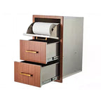 Cajones para cocina exterior de 17 an. x 30 al. x 21 prof., cajones triples de montaje empotrado para barbacoa con tirador de acero inoxidable, combo de portarrollos de papel de cocina para isla de barbacoa