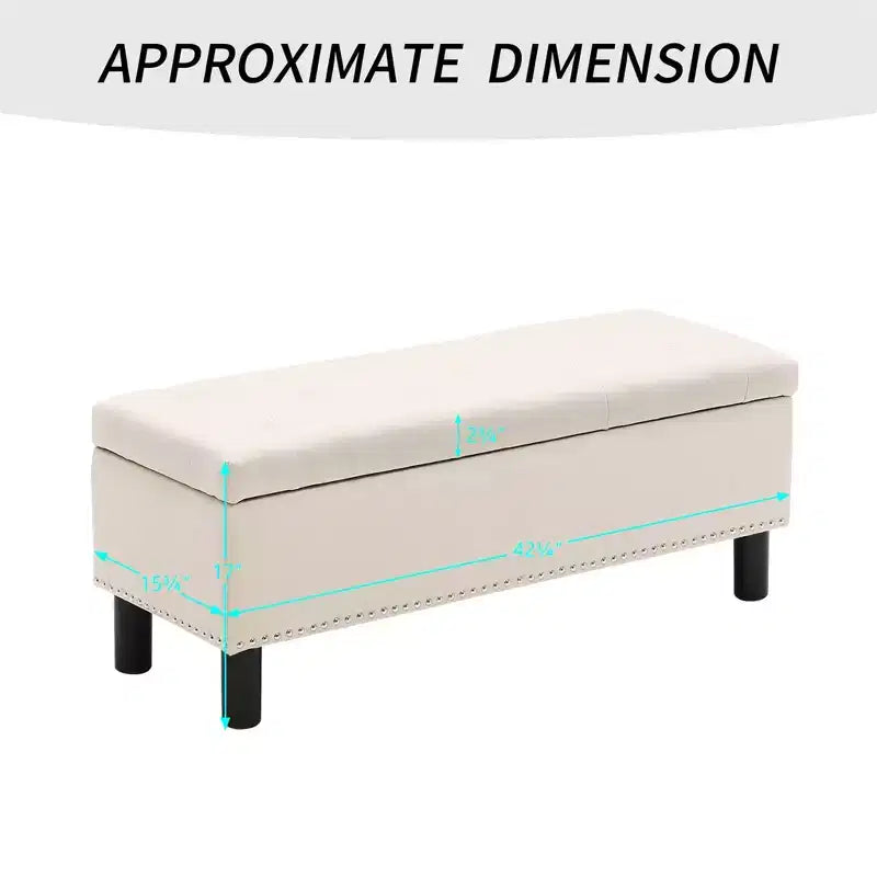 Banco de almacenamiento rectangular de alta capacidad con tapizado de lino capitoné Furniliving, con botones, para dormitorio/entrada/pasillo