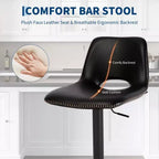 Juego de 2 Taburetes de Bar Modernos Ajustables Giratorios con Respaldo, Sillas de Mostrador de Cuero Sintético para Isla de Cocina, Comedor o Sala de Estar