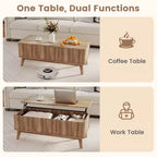 Mesa de centro elevable acanalada Costway de 43.5'' con compartimentos ocultos para el hogar