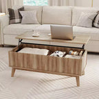 Mesa de centro elevable acanalada Costway de 43.5'' con compartimentos ocultos para el hogar