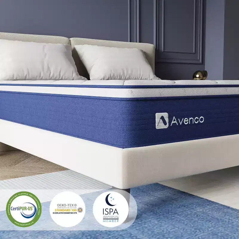 Colchón Avenco híbrido de espuma viscoelástica/resortes de firmeza media de 12 pulgadas en caja