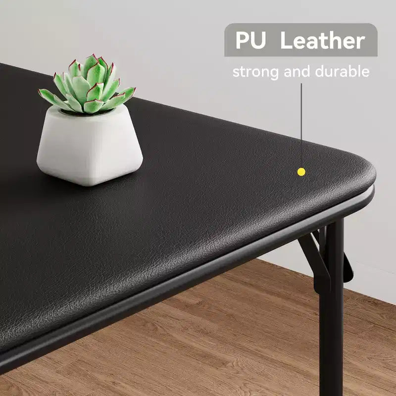 Mesa Plegable de 34" con Patas Retráctiles y Tablero Acolchado de PU, Mesa Cuadrada Portátil para Juegos, Hogar, Fiestas, Picnics (Solo Mesa)