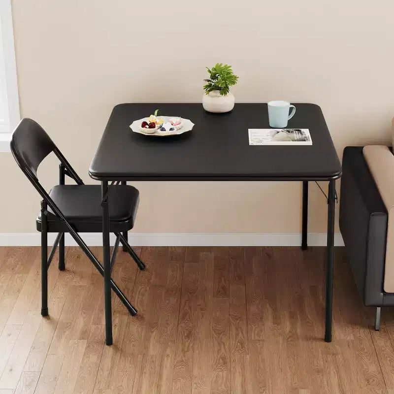 Mesa Plegable de 34" con Patas Retráctiles y Tablero Acolchado de PU, Mesa Cuadrada Portátil para Juegos, Hogar, Fiestas, Picnics (Solo Mesa)