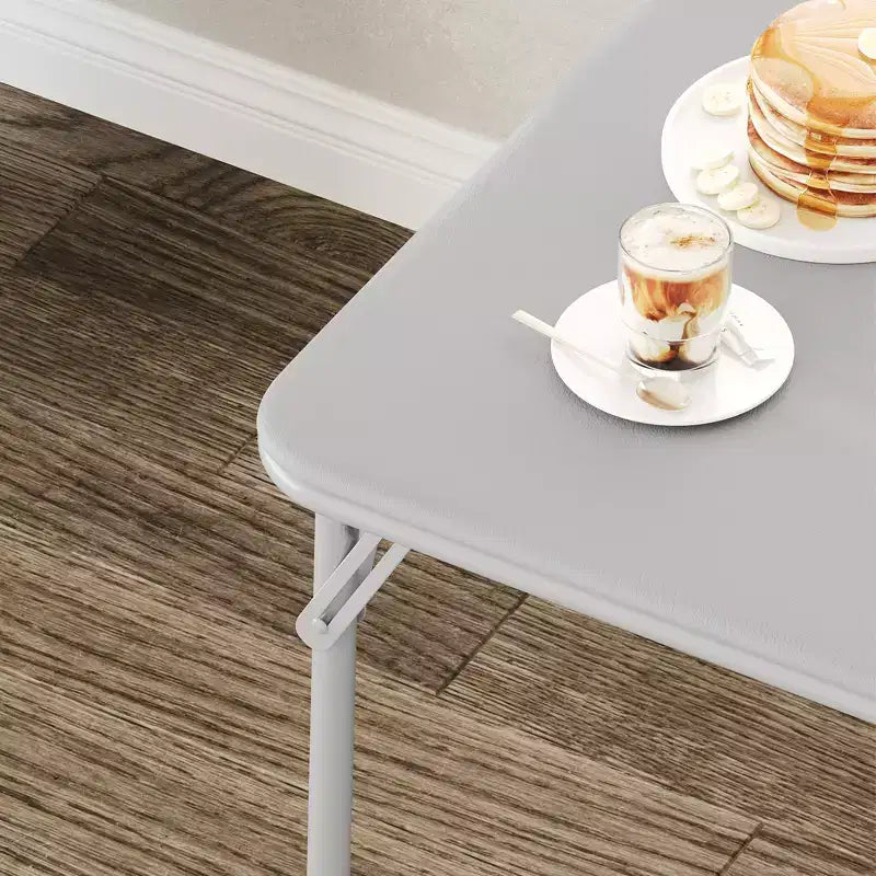 Mesa Plegable de 34" con Patas Retráctiles y Tablero Acolchado de PU, Mesa Cuadrada Portátil para Juegos, Hogar, Fiestas, Picnics (Solo Mesa)