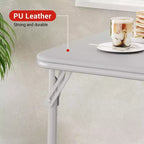Mesa Plegable de 34" con Patas Retráctiles y Tablero Acolchado de PU, Mesa Cuadrada Portátil para Juegos, Hogar, Fiestas, Picnics (Solo Mesa)
